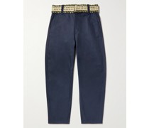 Schmal zulaufende Hose aus Baumwoll-Twill mit Wollbesatz