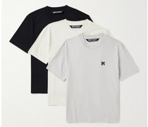 Set aus drei T-Shirts aus Baumwoll-Jersey mit Logostickerei