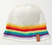 + Paula's Ibiza Logo-Appliquéd Striped Crocheted Cotton Hat
