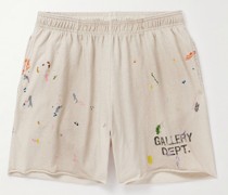 Insomnia gerade geschnittene Shorts aus Baumwoll-Jersey mit Farbspritzern und Logoprint
