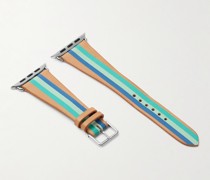 Aquamarine Uhrenarmband aus Leder mit Streifen