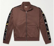 Trainingsjacke aus Jersey mit Samtbesätzen und Stickereien