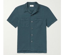 Convertible-Collar Garment-Dyed Cotton and Linen-Blend Shirt