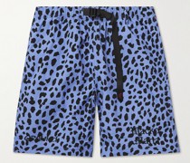 + Gramicci Gerade geschnittene Shorts aus Nylon mit Leopardenprint und Gürtel