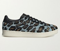 Stan Smith H Leather-Trimmed Leopard-Print Calf Hair Sneakers