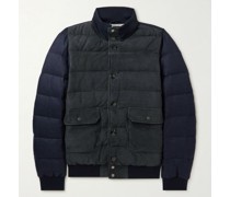 Quilted Suede and Wool Down Jacket