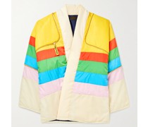 Colour-Block Quilted Shell Bomber Jacket