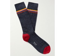 Ulysses Socken aus einer Baumwollmischung in Rippstrick mit Streifen