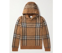 Hoodie aus gebürstetem Strick mit Karomuster