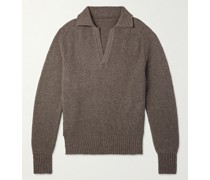 Rippstrickpullover aus Kaschmir mit Polokragen