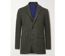 No. 3 Sakko aus Woll-Tweed mit Fischgratmuster