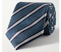 Krawatte aus gestreiftem Seiden-Jacquard, 8 cm