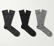 Three-Pack Happy Box Cotton-Blend Socks