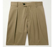 Gerade geschnittene Chinoshorts aus Baumwoll-Twill mit Falten