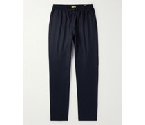 Schmal zulaufende Hose aus Wollflanell mit Kordelzugbund