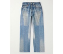 Weit geschnittene Patchwork-Jeans in Distressed-Optik
