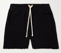 Gerade geschnittene Shorts aus Baumwoll-Jersey in Stückfärbung mit Kordelzugbund