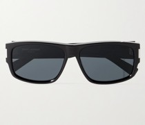 New Wave Sonnenbrille mit rechteckigem Rahmen aus Azetat