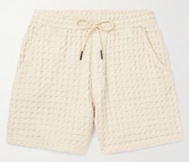 Gerade geschnittene Shorts aus Baumwolle in Waffelstrick mit Kordelzugbund