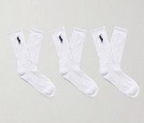 Set aus drei Paar Socken aus einer gerippten Stretch-Baumwollmischung mit Logostickerei