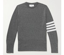 Schmal geschnittener Pullover aus Kaschmir mit Ripsbandbesatz und Streifen