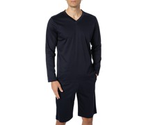 Schlafanzug Longsleeve Baumwolle navy