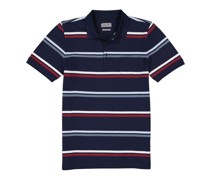 Polo-Shirt Baumwoll-Piqué navy-rot gestreift