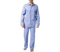 Schlafanzug Pyjama, Classic Fit, Baumwolle Popeline