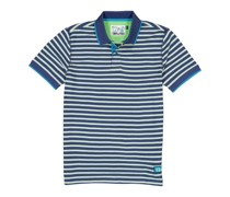 Polo-Shirt Baumwoll-Piqué navy-mint gestreift