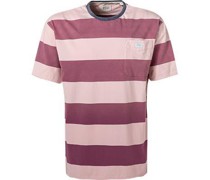 T-Shirt Baumwolle pink-flieder gestreift