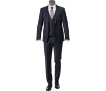 Anzug mit Weste, Slim Fit, Schurwoll-Stretch