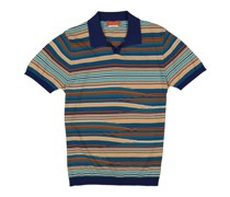 Polo-Shirt Baumwoll-Strick multicolor gestreift