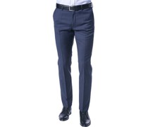 Hose Slim Fit Schurwolle marine-royal meliert