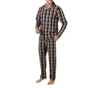 Schlafanzug Pyjama Popeline dunkel kariert