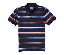 Polo-Shirt Baumwoll-Piqué navy-orange gestreift