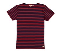 T-Shirt Baumwolle dunkel-rot gestreift