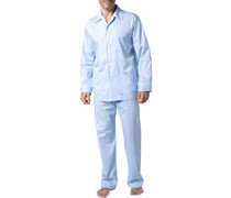 Schlafanzug Pyjama, Classic Fit, Baumwolle Fischgrät