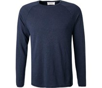 T-Shirt Longsleeve Baumwolle navy meliert