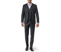 Anzug mit Weste Slim Fit Schurwolle anthrazit