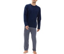 Schlafanzug Pyjama Baumwoll-Jersey  gestreift