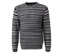Pullover Baumwolle-Wolle navy-weiß gestreift