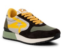 Schuhe Sneaker Textil dunkelbraun--gelb