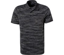 Polo-Shirt Baumwoll-Jersey schwarz- gemustert