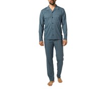 Schlafanzug Pyjama Baumwoll-Jersey  gemustert