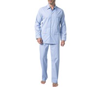 Schlafanzug Pyjama, Classic Fit, Baumwolle Popeline