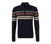 Pullover Troyer Wolle nacht gemustert
