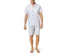 Schlafanzug Pyjama Baumwolle weiß-silber