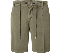 Hose Shorts Regular Fit Baumwolle-Leinen khaki
