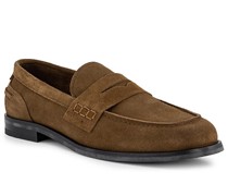 Schuhe Loafer Veloursleder cognac