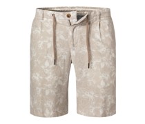 Hose Shorts Leinen-Baumwolle -weiß gemustert